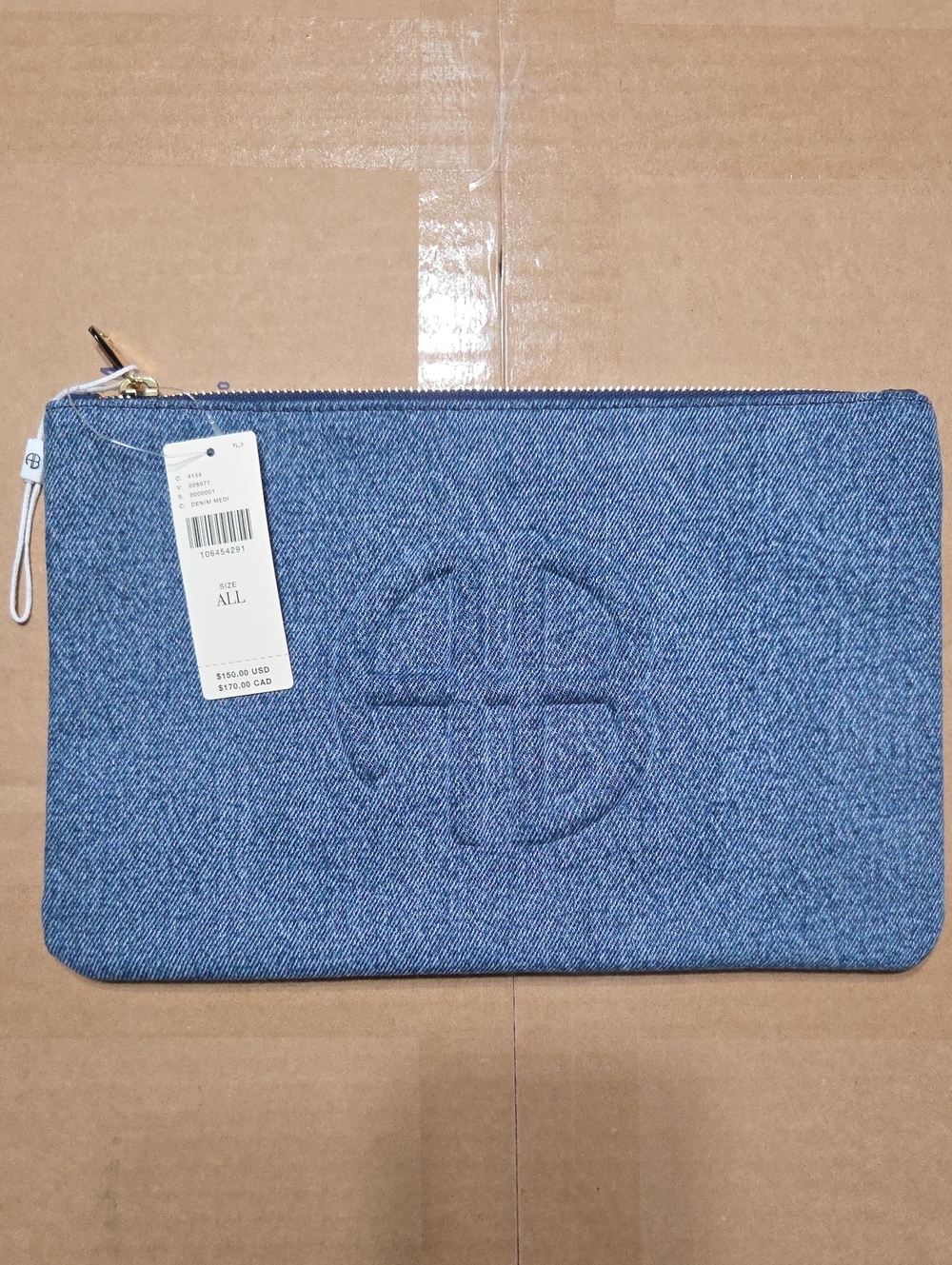 Anine Bing Denim Zip Pouch - Blue